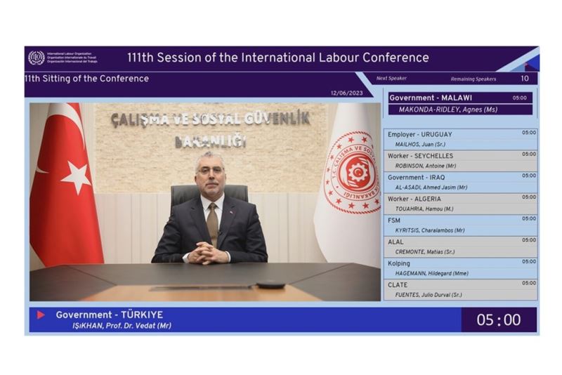Bakan Işıkhan, ILO’nun 111. Konferansına Video Mesaj Gönderdi