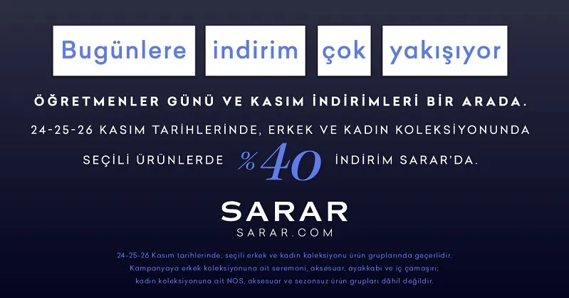 Sarar’dan Öğretmenler Günü’ne Özel İndirim Fırsatı