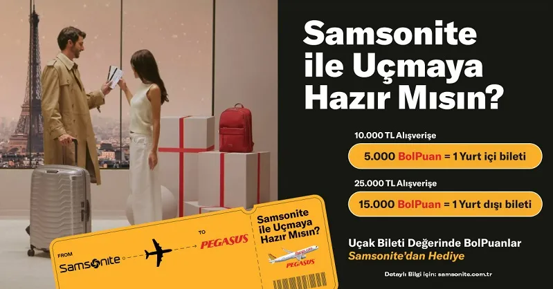 Samsonite valizini alan, Pegasus ile uçuyor!