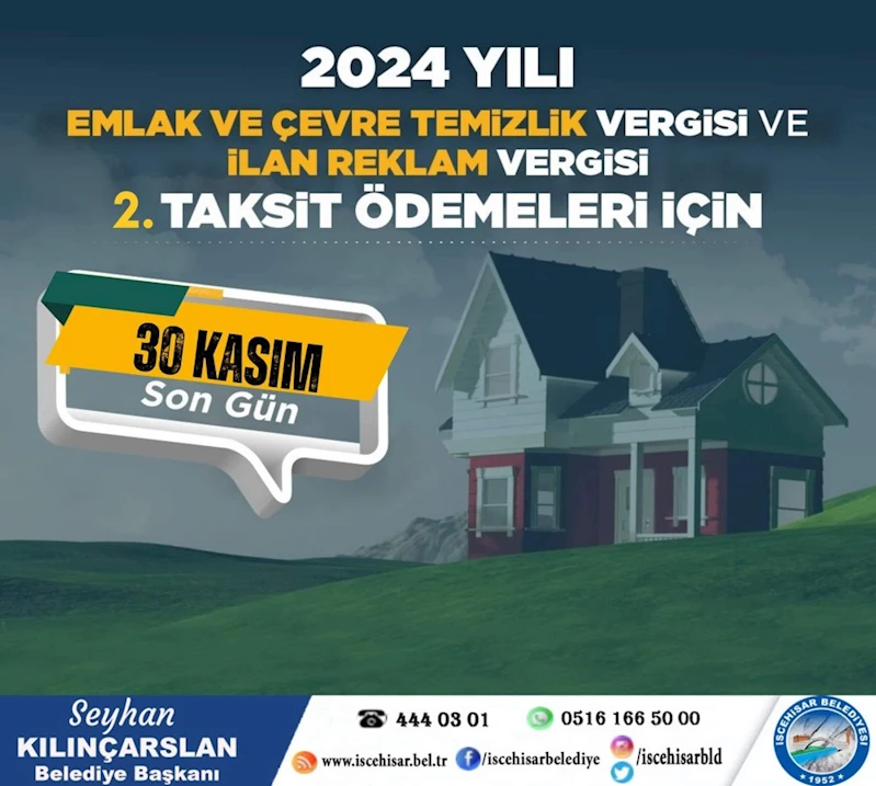 VERGİ ÖDEMELERİNDE SON TARİH: 30 KASIM 2024