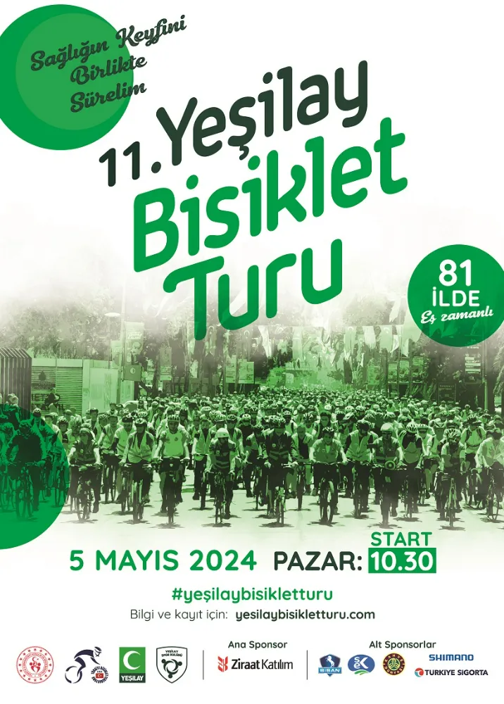 11. YEŞİLAY BİSİKLET TURU 5 MAYIS PAZAR GÜNÜ DÜZENLENİYOR