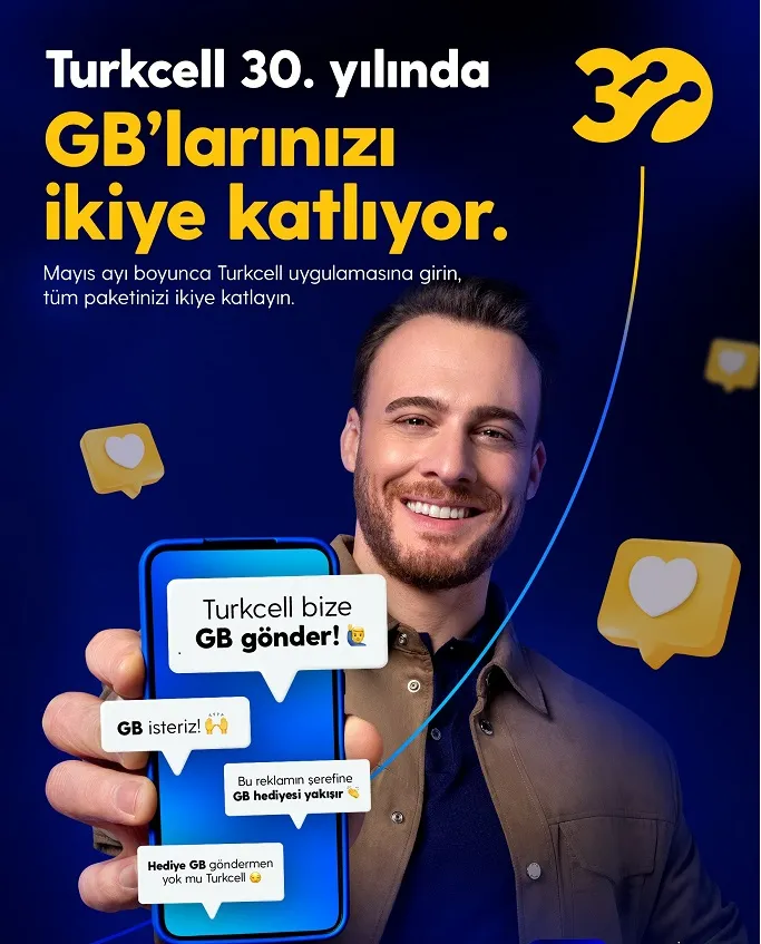 Turkcell 30. yılında GB’ları ikiye katlıyor