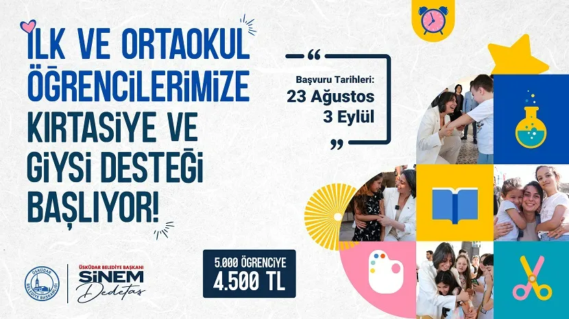 ÜSKÜDAR’DA İLK VE ORTA ÖĞRETİM ÖĞRENCİLERİNE KIRTASİYE VE GİYİM DESTEĞİ BAŞLIYOR